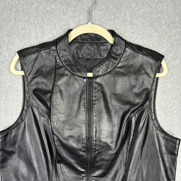 The Leather Ranch Vest Womens Large Zipper Moto Biker Motorcycle 90s Goth Y2K - Picture 2 of 15